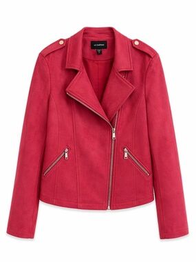 Le Château Hot Pink Micro-Suede Moto Jacket – Size Large EUC